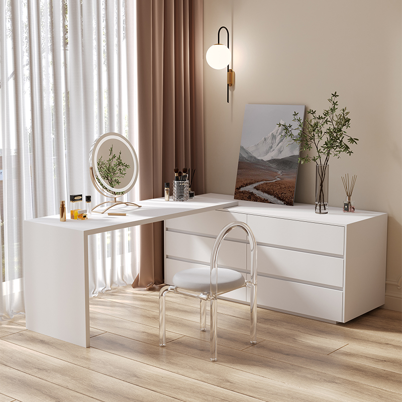 Desk Vanity Setup - /Multi-purpose Flat L Shape Home Office