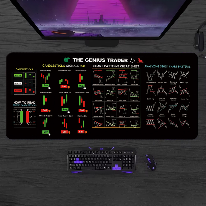 Desk Setup Cozy - EXCO Stock Market Trader Leather Mouse