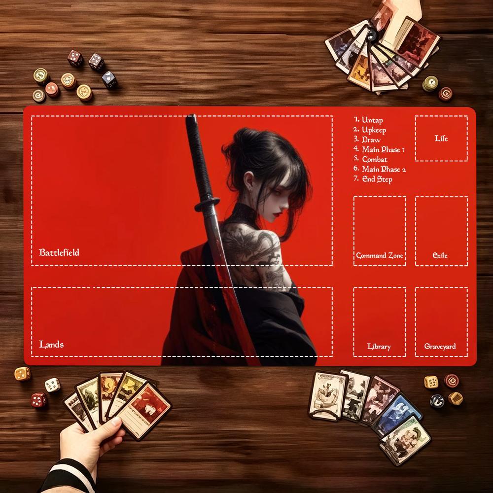 Desk Setup Trading - Anime Samurai Warrior Girl Large Extended