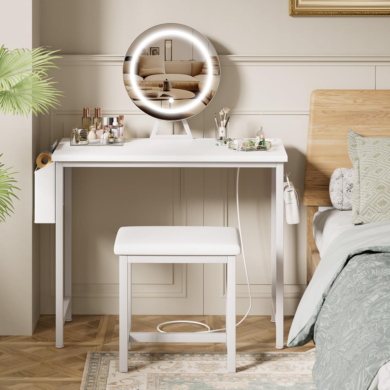 Desk Vanity Setup - Modern Make Up Vanitys Desks Set,