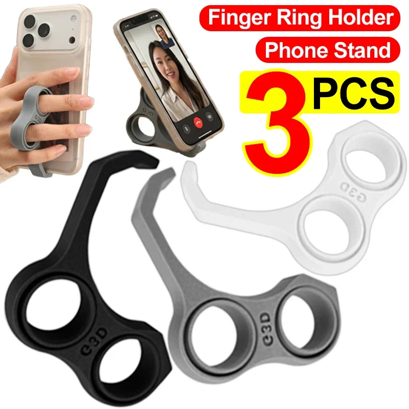 Dual Phone Holder - 1-3Pcs Double Finger Ring Holder for