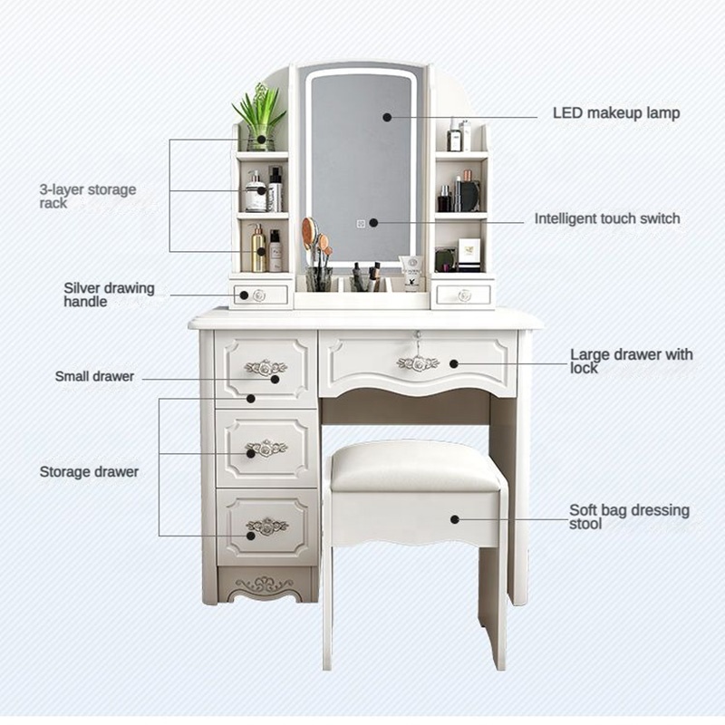 Girls White and pink Modern Wo - đánh giá và giá Desk Vanity Setup
