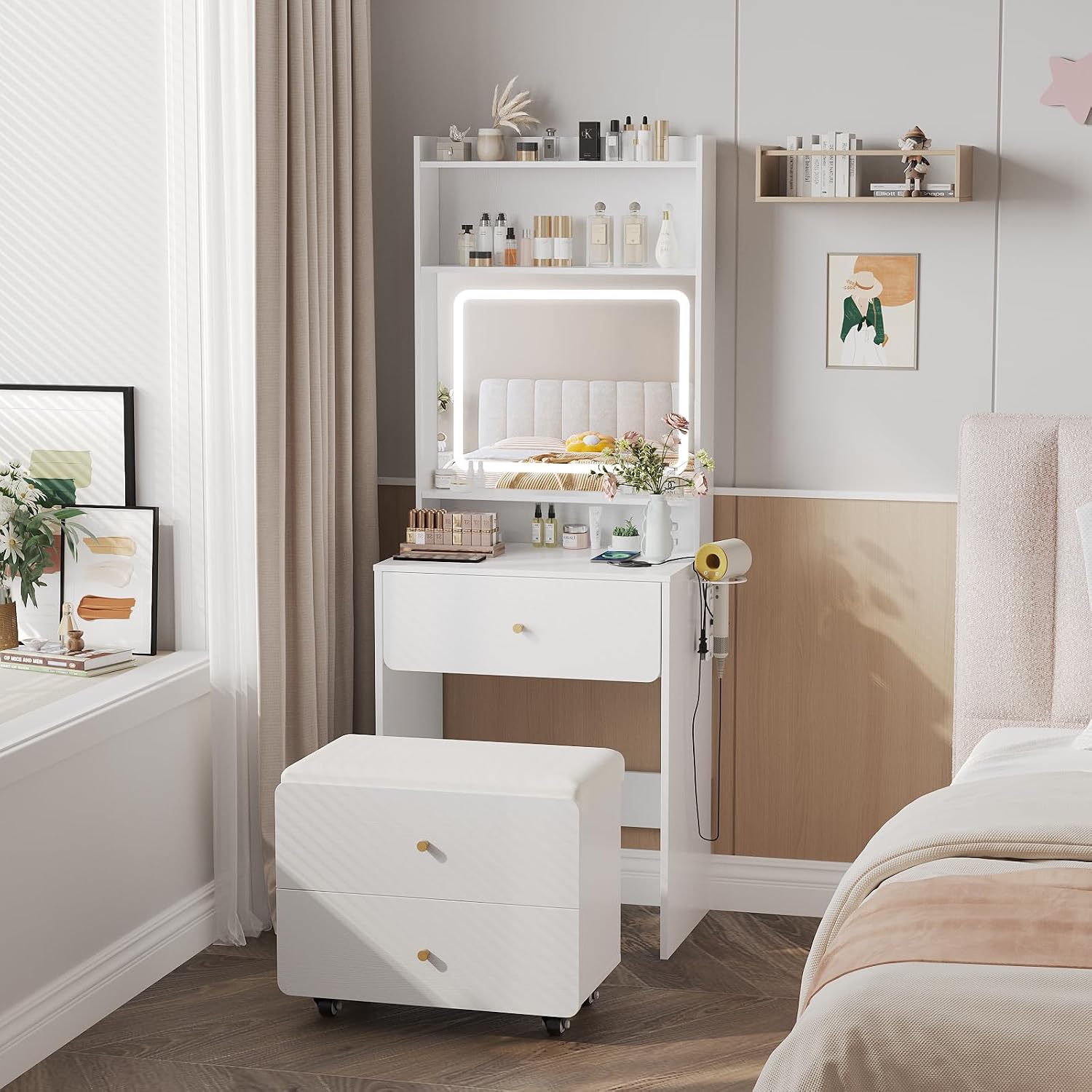 Vabches Make Up Vanity Desk wi - đánh giá và giá Desk Vanity Setup
