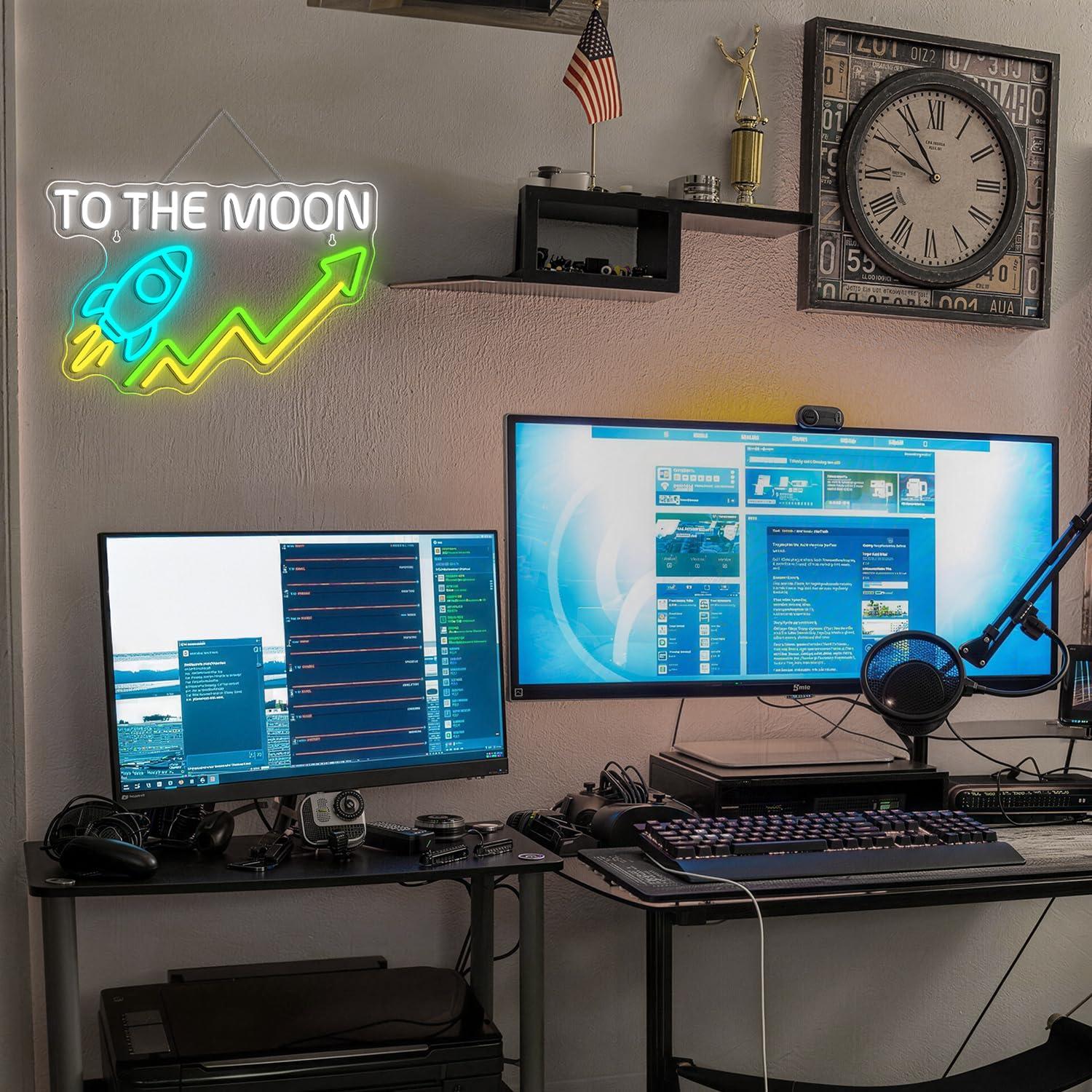 Stock Neon Sign Day Trading Ac - đánh giá và giá Desk Setup Trading