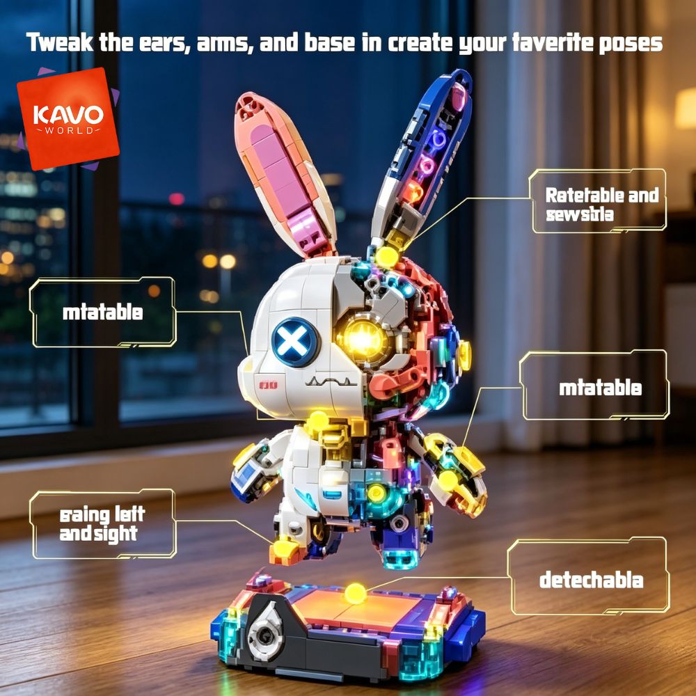 KAVOWORLD 1377PCS Robot Rabbit - đánh giá và giá Desk Setup Builder