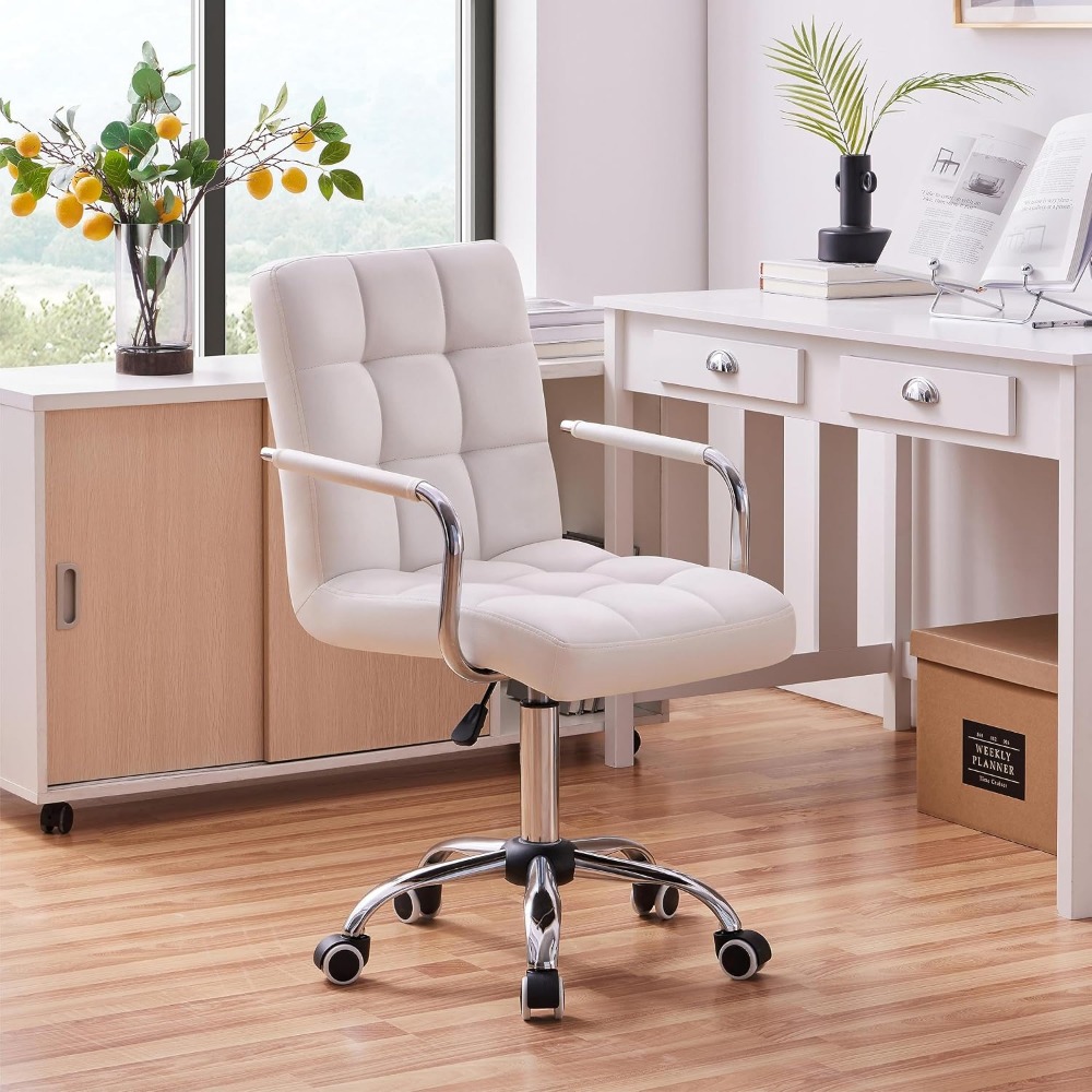 Vanity Desk Chair - Tufted PU  - đánh giá và giá Desk Vanity Setup