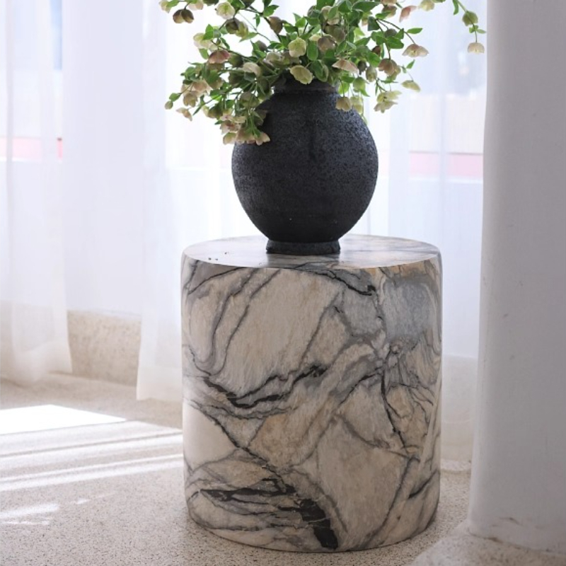 Black White Side Tables Cylind - đánh giá và giá Desk Setup Modern