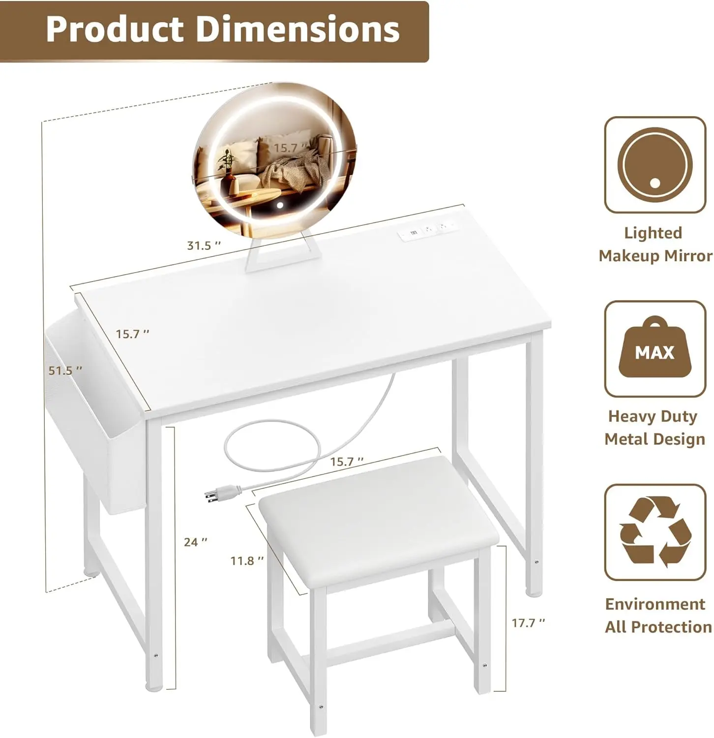 Modern Make Up Vanitys Desks S - đánh giá và giá Desk Vanity Setup