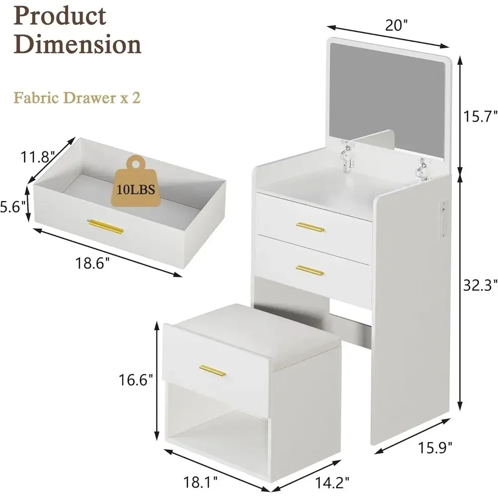 3-in-1 Vanity Desk with Flip-U - đánh giá và giá Desk Vanity Setup