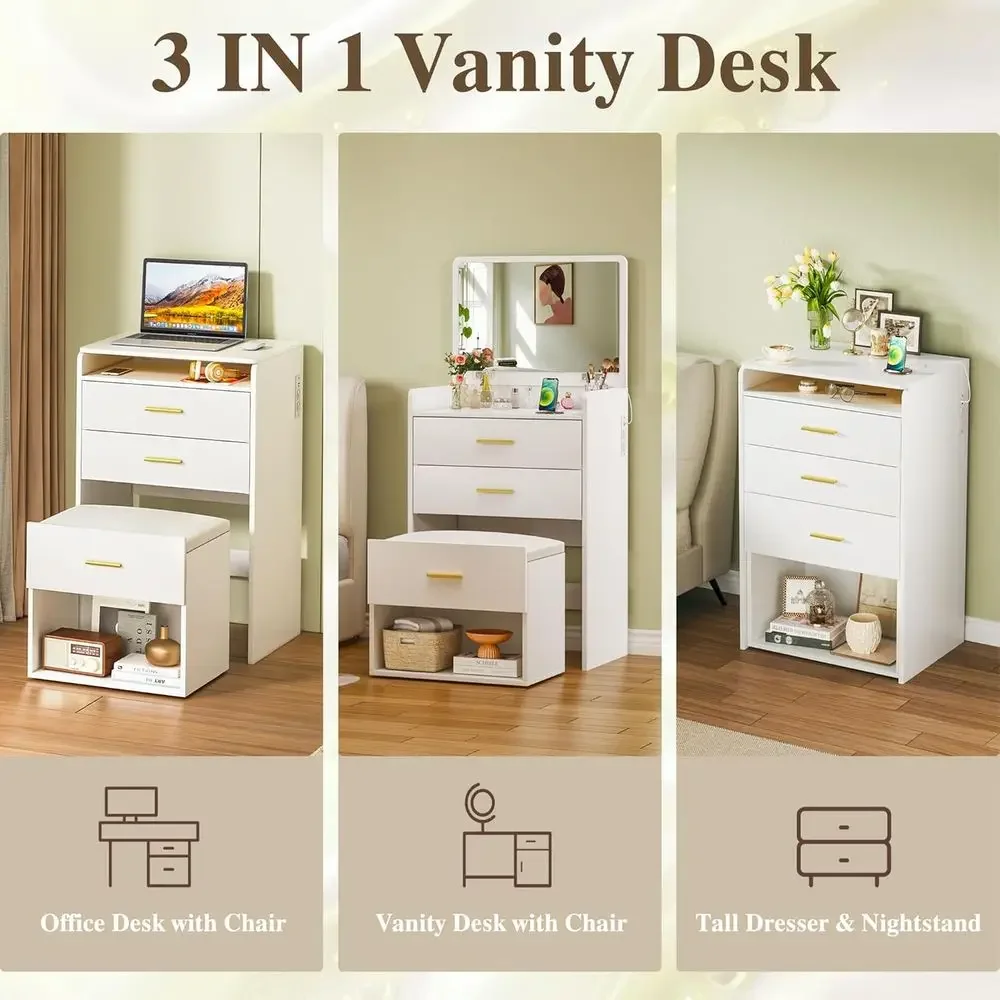 3-in-1 Vanity Desk with Flip-U - đánh giá và giá Desk Vanity Setup