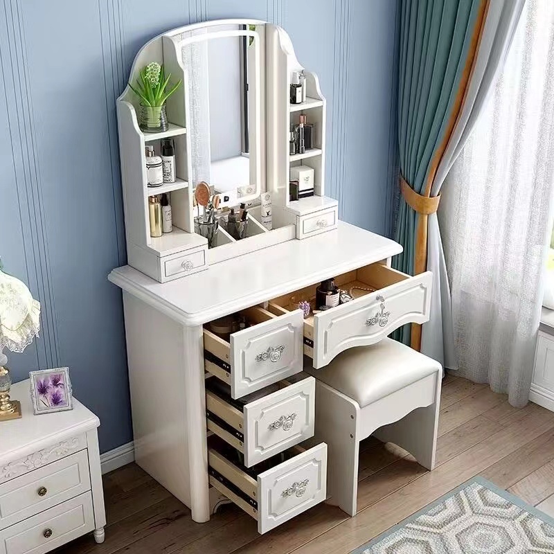 Girls White and Pink Modern Wo - đánh giá và giá Desk Vanity Setup