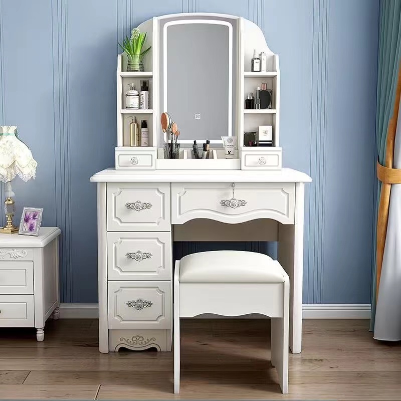 Girls White and Pink Modern Wo - đánh giá và giá Desk Vanity Setup