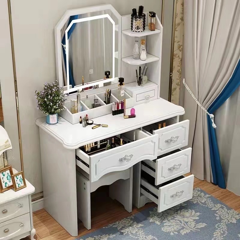Girls White and Pink Modern Wo - đánh giá và giá Desk Vanity Setup