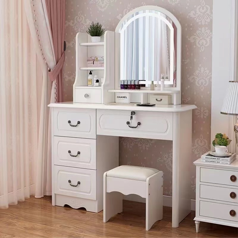 Girls White and Pink Modern Wo - đánh giá và giá Desk Vanity Setup